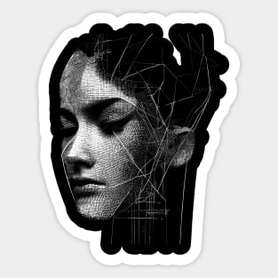 Beautiful girl in meditation, black & white Sticker